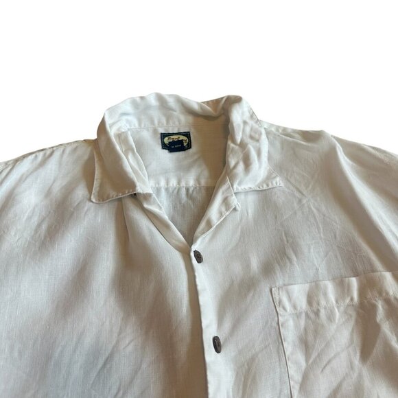 Tommy Bahama 100% Linen White Button-Down Shirt Top Travel Beach Size XL Men's - Picture 2 of 12